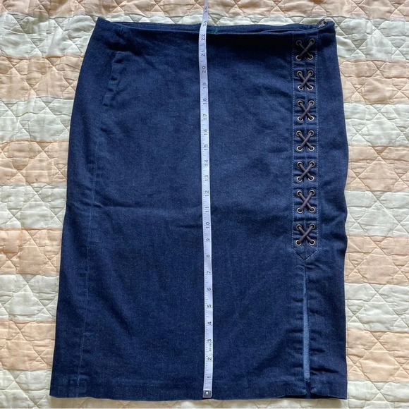 Ralph Lauren Y2K denim pencil skirt with lace up detail - Picture 7 of 7